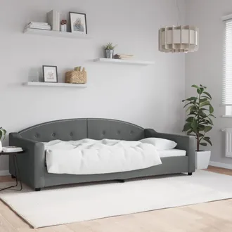 vidaXL Sof&aacute; Cama Sin Colch&oacute;n Tela Gris Oscuro 100x200 Cm Vidaxl