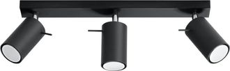 Wonderlamp L&aacute;mpara de techo negro 3 focos estilo industrial ajustable