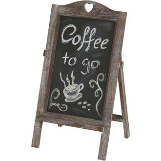 Hhg Tablero publicitario 715, pizarra, 66x37x27cm Shabby-Look Vintage, marrón