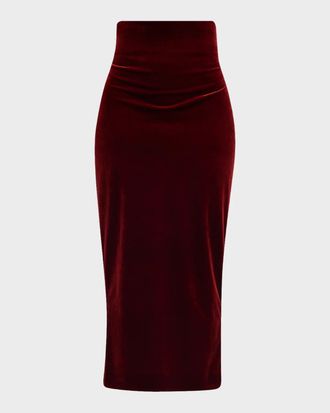Alberta Ferretti Velvet Fitted Midi Skirt