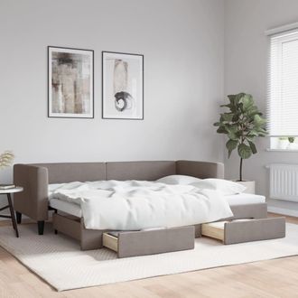 vidaXL Sof&aacute; Cama Nido Con Cajones Tela Gris Taupe 80x200 Cm Vidaxl