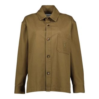 Saint Laurent Cassandre Overshirt - female - Saint Laurent - Shirts - Green - XS - Blouses & Shirts