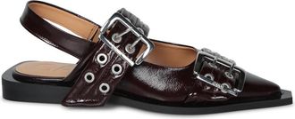 Ganni Bordeaux Patent Sandalen - Dames - Ballerinas - Bruin - 36 EU - Leer - Schoenen