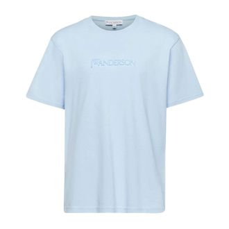 J.W.Anderson T-Shirt met Logo - Dames - Tops - Blauw - Maat: L Katoen