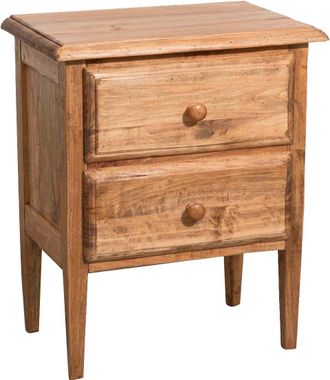 Biscottini International Biscottini - Mesita De Noche De Estilo Country De Madera Maciza De Tilo Acabado Con Efecto Natural 55x35x65 Cm