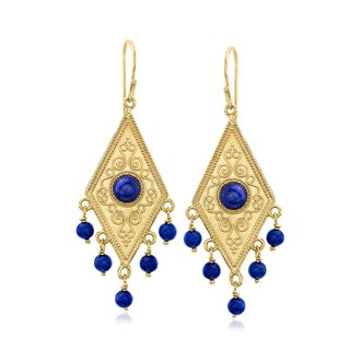 Ross-Simons Lapis Drop Earrings in 18kt Gold Over Sterling