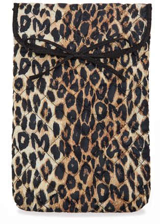 Damson Madder Leopard-print Quilted Shell Laptop Case - One Size