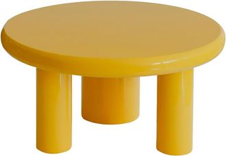 Oviala Mesa de centro redonda de 100 cm en MDF lacado en amarillo