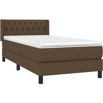vidaXL Cama Box Spring Con Colch&oacute;n Tela Marr&oacute;n Oscuro 100x200 Cm Vidaxl