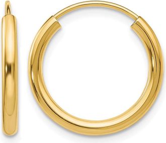 Diamond2Deal 10k Yellow Gold Round Endless Hoop Earrings