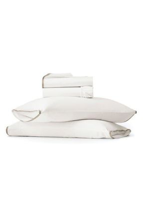 Boll & Branch Signature Trielle Sheet Set in White/Pewter/Oak at Nordstrom, Size California King