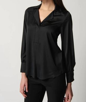 Joseph Ribkoff Notched Collar Top In Black