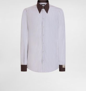 Dolce & Gabbana Striped Cotton Poplin Gold Shirt - Man Shirts Multicolor 38