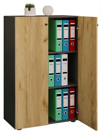 ebuy24 Armario De Oficina Vcm Con 3 Compartimentos Armario De Archivo Moderno Con Puertas Giratorias Dimensiones Aprox. An. 70 X Al. 110 X T. 40 Cm - Lona 3 