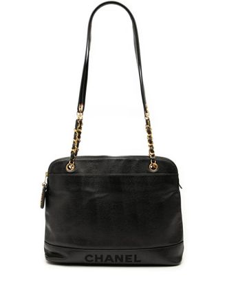 Chanel 1996-1997 Caviar Logo Chain shoulder bag - Black