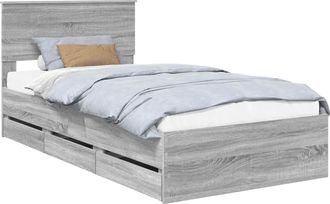 vidaXL Estructura De Cama Gris Sonoma 100 X 200 Cm Madera Ingenieril Vidaxl
