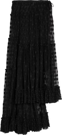Dries Van Noten Sunia Polka-dot Tiered Mesh Midi Skirt - Black - 34 (UK6 / XS)