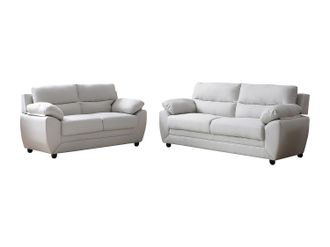 Vente-Unique Sof&aacute; de 3 plazas y 2 plazas de tela color beige MANOA