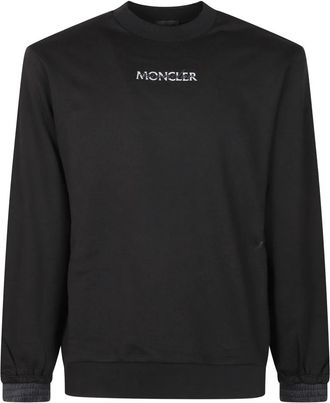 Moncler Logo Katoenen Jersey Sweater - Dames - Sweatshirts - Zwart - S - Katoen - Hoodies & sweatvesten