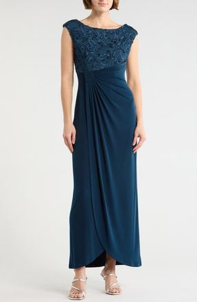 Connected Soutache Sleeveless Faux Wrap Gown in Marine at Nordstrom Rack, Size 12