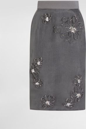 Dolce & Gabbana Organza Midi Skirt With Flower Embroidery - Woman Skirts Multi-colored 38