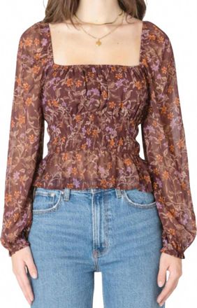 Dex Clothing Square Neck Blouse In Flowers