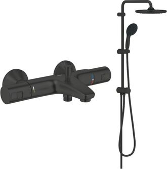 GROHE Pack Mezclador Termost&aacute;tico Para Ba&ntilde;o/ducha Grohe Quickfix Precision Start + Columna De Ducha Grohe Vitalio Start 250, Negro Mate