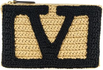 Valentino Garavani Natural/Black Viva Superstar Small Clutch