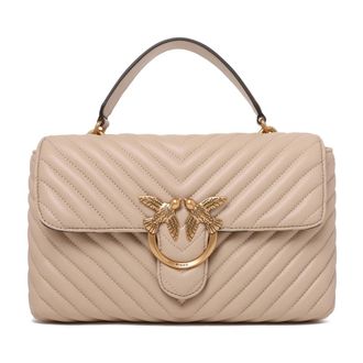 Pinko Love Bag Puff Chevron - Dames - Handtassen - Beige - ONE Size - Leer - Tassen