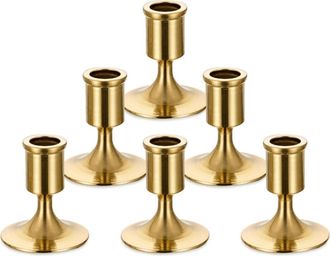OEM Set Di 6 Mini Portacandele Retr&ograve; In Metallo Dorato, Ideali Come Centrotavola Per Natale E Matrimoni