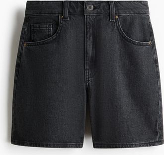 H&M Jeansshorts mit hohem Bund - Dunkelgrau