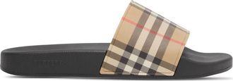Burberry Beige Check motif pool slides