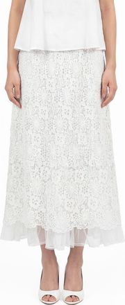 By Design Millie Mesh & Lace Midi Skirt in Cloud Dancer at Nordstrom Rack, Size X-Large