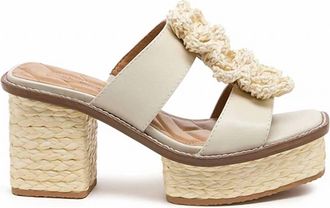 Kelsi Dagger Womens Grandy Raffia Flower Platform Sandals In White