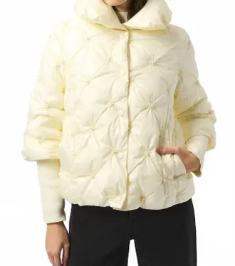 Joseph Ribkoff Quilted Puffer Trapeze Jacket In Winter White