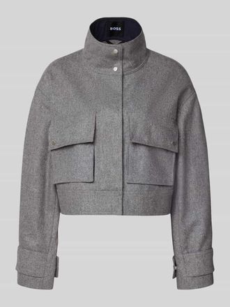 HUGO BOSS Regular Fit Kurzblazer aus Woll-Mix Modell JARDIA in Hellgrau Melange, Gr&ouml;&szlig;e 36