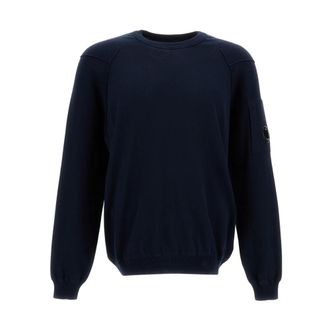C.P. Company Ribbed Cotton Jumper - male - C.P. Company - Round-neck Knitwear - Blue - 2XL - Knitwear