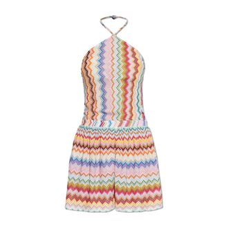 Missoni Playsuits, female, Multicolor, Size: XS Viscose blend chevron jumpsuit with Bardot neckline