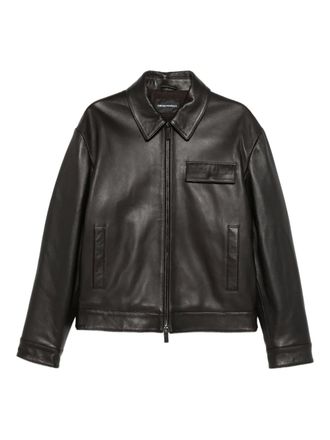 EMPORIO ARMANI レザーライダースジャケット50（XL）カバー付き Emporio Armani ジップ レザージャケット 通販 - FARFETCH