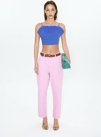 Mango Top crop schiena scoperta blu - Donna - S - MANGO