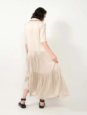 Barbara Bui Lace-Up Tiered Dress - Cream