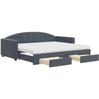 vidaXL Vidaxl - Sof&aacute; Cama Nido Con Cajones Terciopelo Gris Oscuro 90x190 Cm