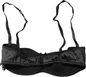 Dolce & Gabbana Womens Black Semi-Pad Underwire Balconette Bra Underwear Elastane Silk Clothing