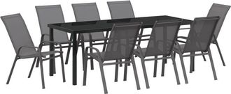 vidaXL vidaXL Garden Dining Set 9 pcs Grey Textilene and steel