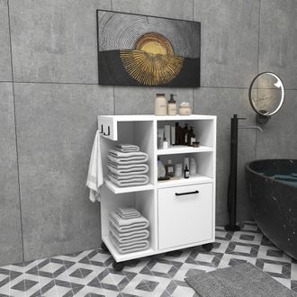 Dmora Armario Multiusos 1 Puerta, 5 Estantes, Blanco, 81x60h Cm