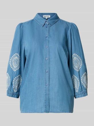 More & More Regular Fit Bluse in Denim-Optik mit Stitchings in Jeansblau, Gr&ouml;&szlig;e 34