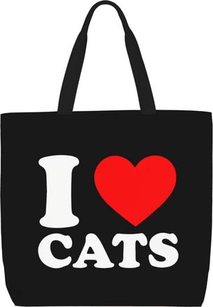 Generic Women Handbag I Love Cat Travel Tote Bag Folding Casual Shopping Bags, For Wedding, Graduation, Christmas, Holiday, School