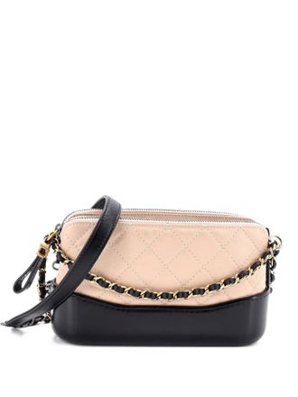 Chanel Gabrielle Double Zip with Chain Quilted Aged Calfskin clutch bag - Zwart