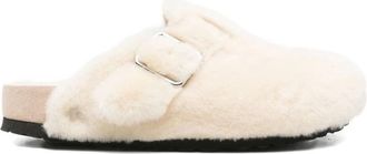 Birkenstock Boston Shearling - Dames - Slip ons - Wit - 38 EU - Nylon - Schoenen