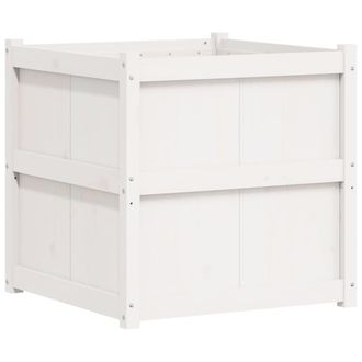 vidaXL Jardinera De Madera Maciza De Pino Blanca 70x70x70 Cm Vidaxl